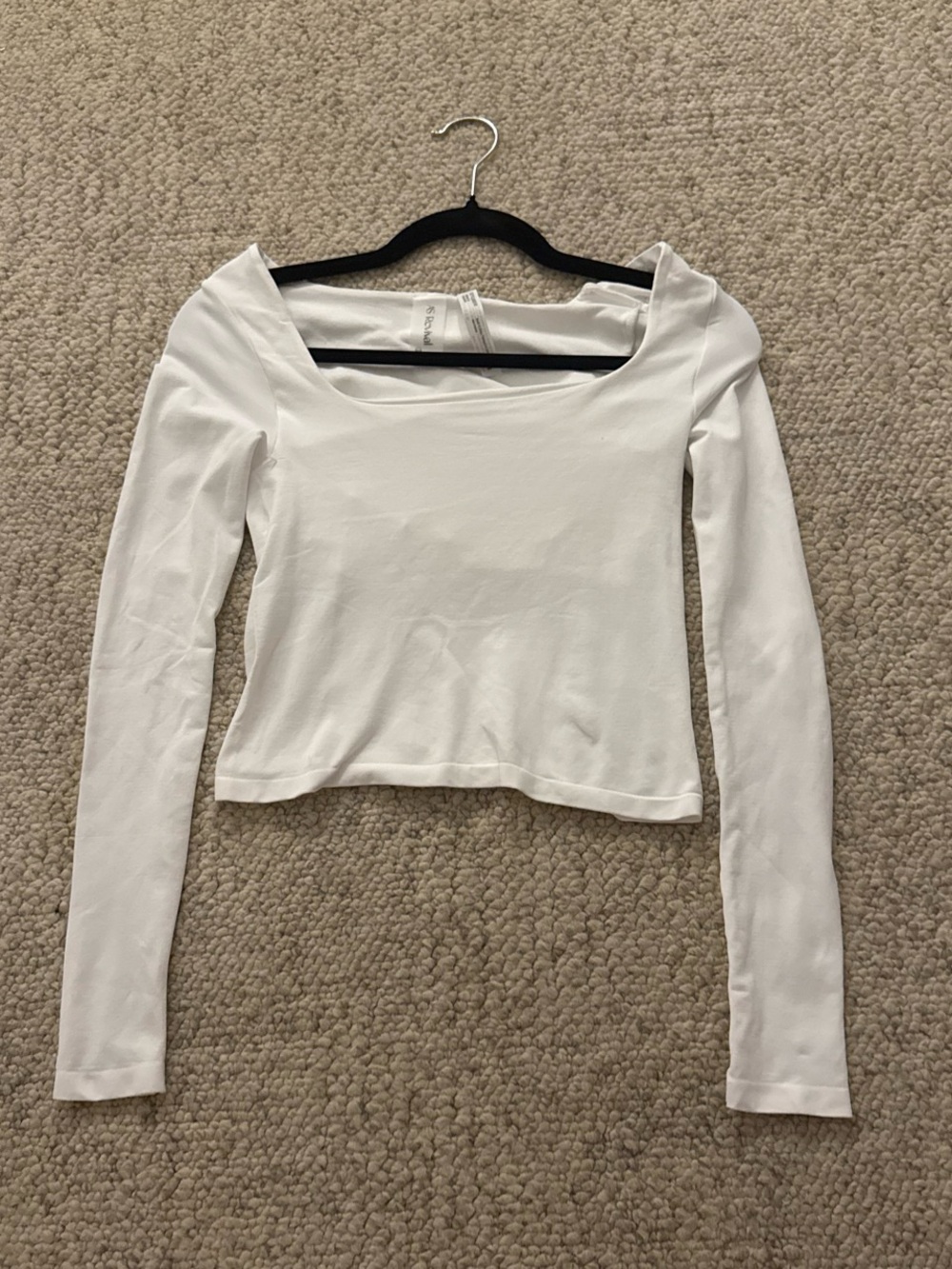 Women’s White Long-Sleeve Square Neck Crop Top